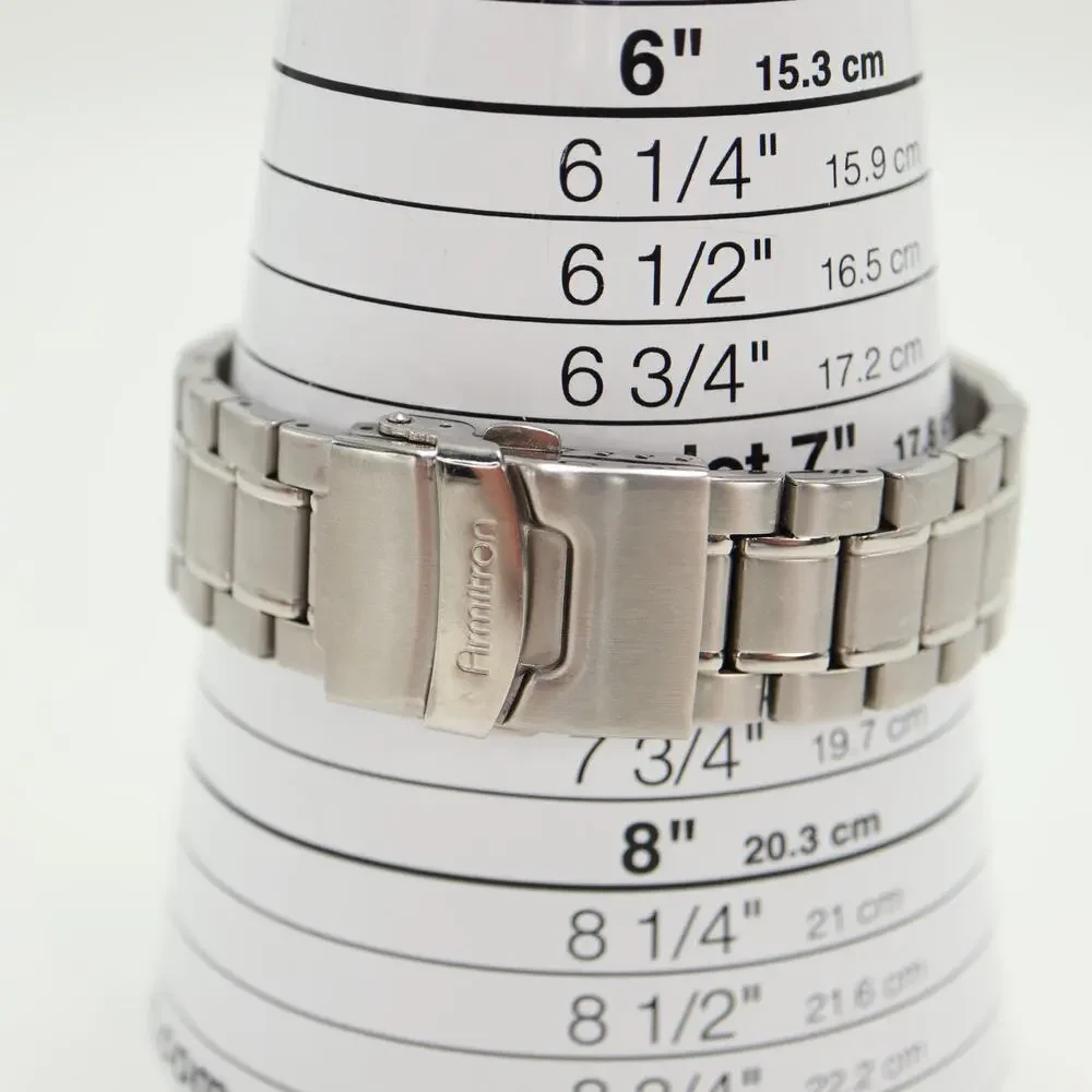 Armitron Silver Tone Mens 43mm Calendar Watch 24-hour Day Date w New Battery
